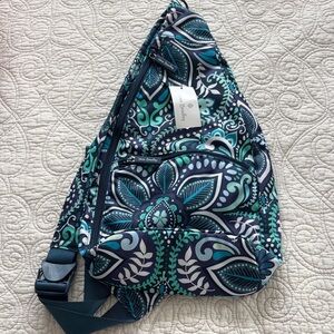 Vera Bradley Lighten Up Blue Island Medallion Essential Sling Backpack